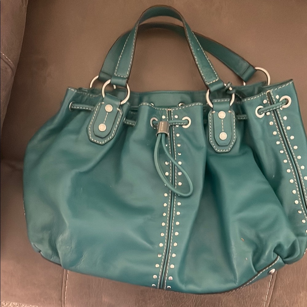 Michael Kors Blue and Silver Studded Shoulder Bag